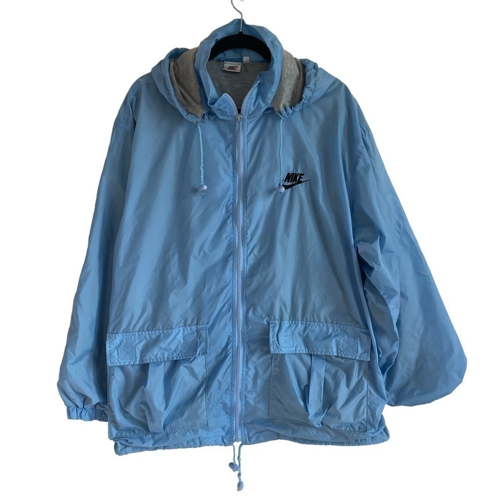 NIKE Vintage Light Blue Nylon Windbreaker Full Zip Jacket, Size L
